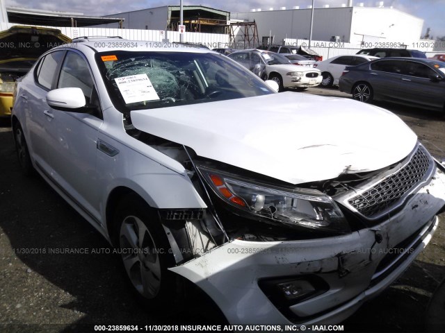 KNAGM4AD1F5089467 - 2015 KIA OPTIMA HYBRID WHITE photo 1