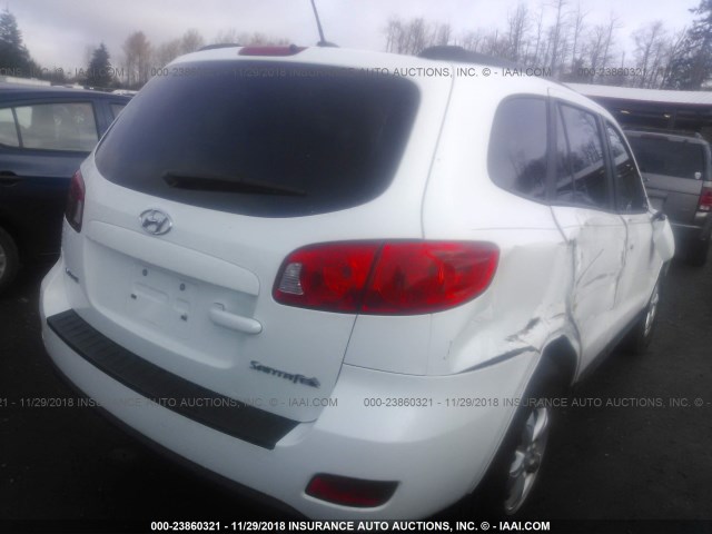 5NMSG13D08H142921 - 2008 HYUNDAI SANTA FE GLS WHITE photo 4