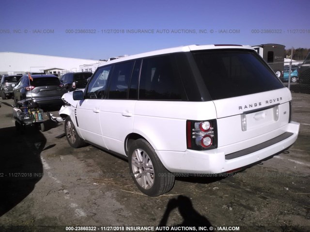 SALME1D46CA360807 - 2012 LAND ROVER RANGE ROVER HSE WHITE photo 3