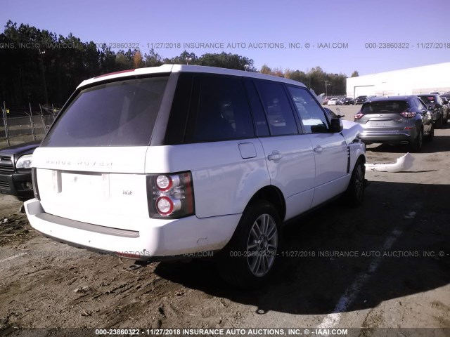 SALME1D46CA360807 - 2012 LAND ROVER RANGE ROVER HSE WHITE photo 4