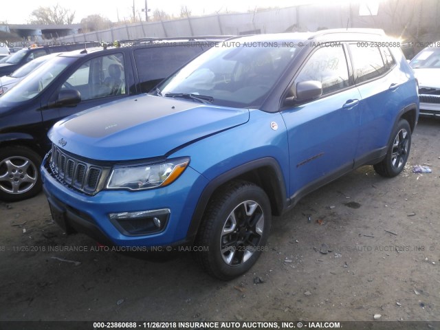 3C4NJDDB7JT210508 - 2018 JEEP COMPASS TRAILHAWK BLUE photo 2