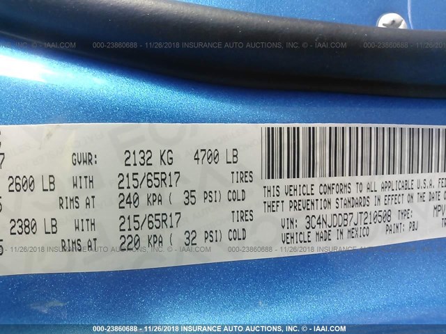 3C4NJDDB7JT210508 - 2018 JEEP COMPASS TRAILHAWK BLUE photo 9