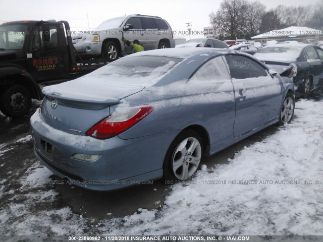 4T1CE30P97U755305 - 2007 TOYOTA CAMRY SOLARA SE/SLE BLUE photo 4