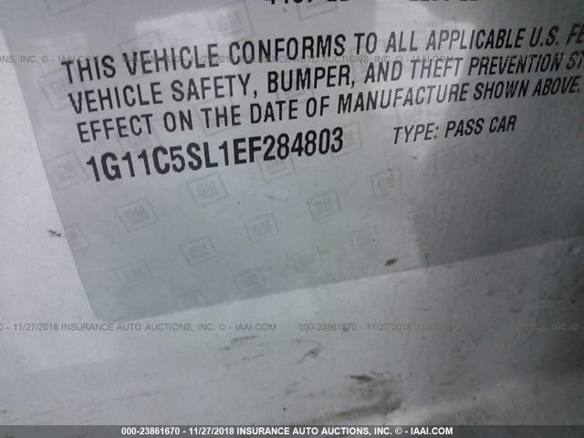 1G11C5SL1EF284803 - 2014 CHEVROLET MALIBU 1LT SILVER photo 9