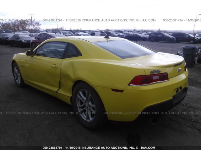 2G1FB1E33F9181874 - 2015 CHEVROLET CAMARO LS YELLOW photo 3