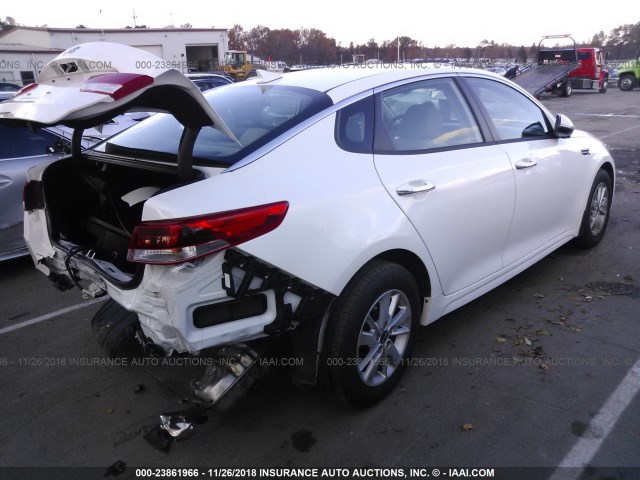 5XXGT4L3XJG224850 - 2018 KIA OPTIMA LX/S WHITE photo 4