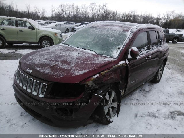 1C4NJCEAXGD774247 - 2016 JEEP COMPASS LATITUDE MAROON photo 2