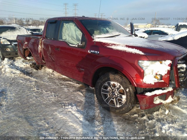 1FTEX1EP9FFA91403 - 2015 FORD F150 SUPER CAB RED photo 1