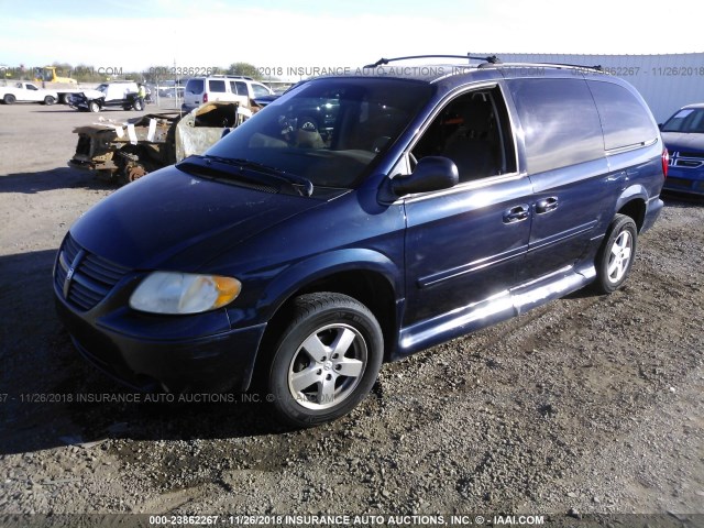 2D4GP44L25R500604 - 2005 DODGE GRAND CARAVAN SXT BLUE photo 2