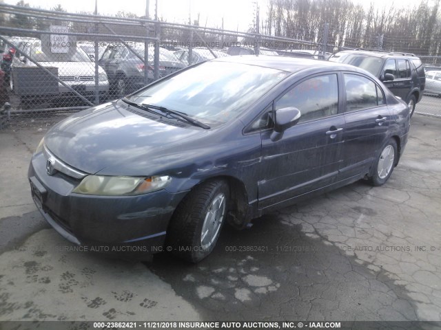 JHMFA36248S004536 - 2008 HONDA CIVIC HYBRID BLUE photo 2