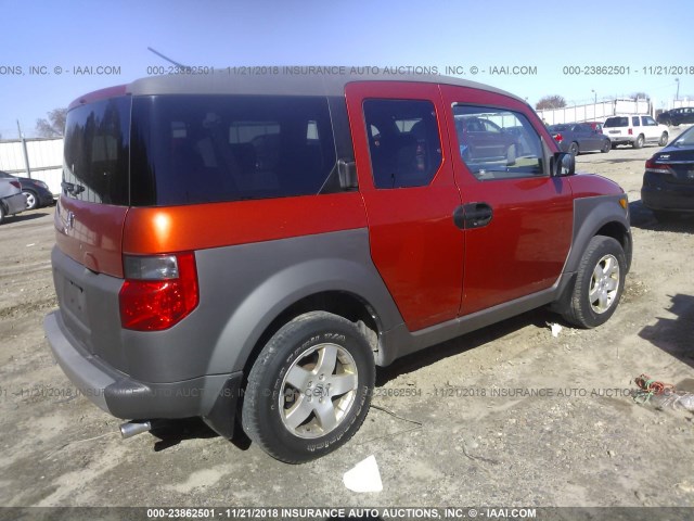 5J6YH28503L040115 - 2003 HONDA ELEMENT EX ORANGE photo 4