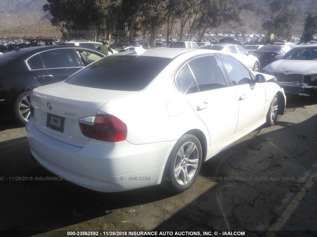 WBAVC53548FZ88214 - 2008 BMW 328 I SULEV WHITE photo 4