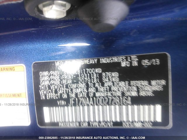 JF1ZNAA10D2728164 - 2013 TOYOTA SCION FR-S Dark Blue photo 9