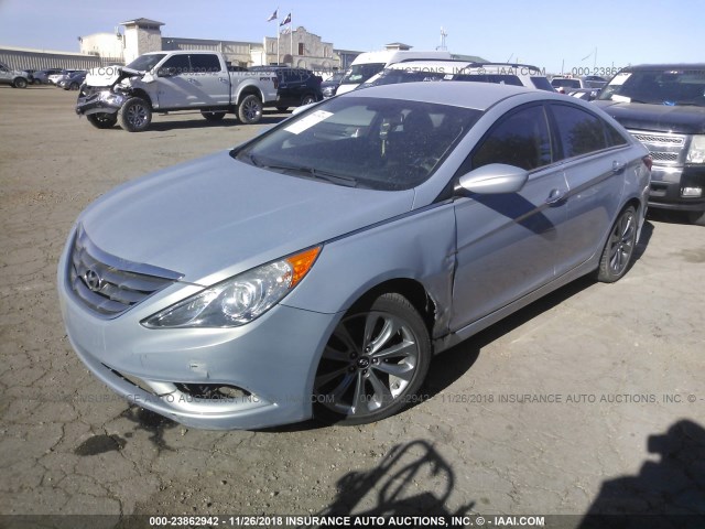 5NPEC4AB5DH723758 - 2013 HYUNDAI SONATA SE/LIMITED Light Blue photo 2