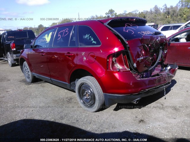 2FMDK3JC9EBA14406 - 2014 FORD EDGE SEL RED photo 3