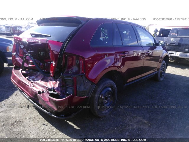 2FMDK3JC9EBA14406 - 2014 FORD EDGE SEL RED photo 4