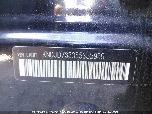 KNDJD733355355939 - 2005 KIA SORENTO EX/LX BLACK photo 9