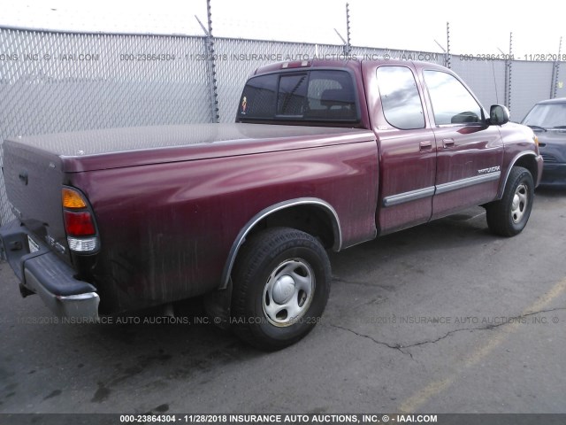 5TBBT441X3S363572 - 2003 TOYOTA TUNDRA ACCESS CAB SR5 MAROON photo 4