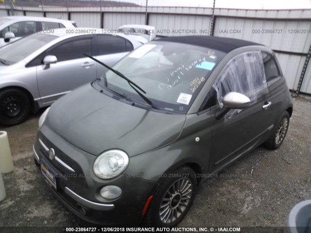 3C3CFFER5CT164880 - 2012 FIAT 500 LOUNGE GREEN photo 2