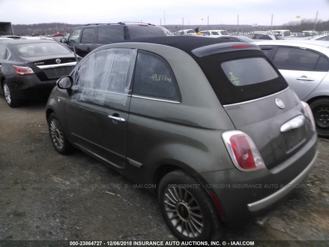 3C3CFFER5CT164880 - 2012 FIAT 500 LOUNGE GREEN photo 3
