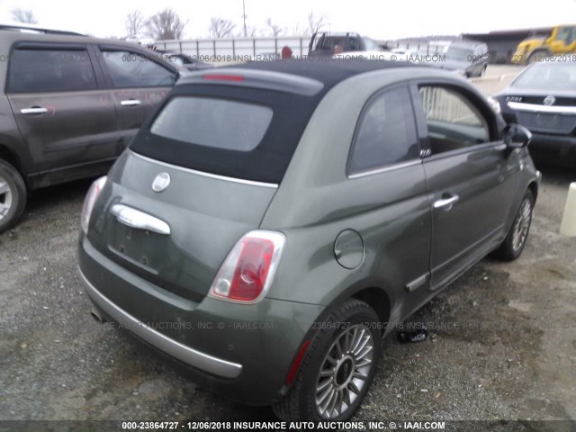 3C3CFFER5CT164880 - 2012 FIAT 500 LOUNGE GREEN photo 4