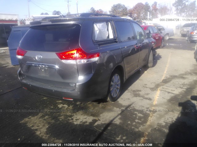 5TDDK3DC6BS017984 - 2011 TOYOTA SIENNA XLE/LIMITED GRAY photo 4