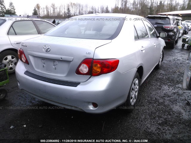 1NXBU40E89Z086143 - 2009 TOYOTA COROLLA S/LE/XLE SILVER photo 4