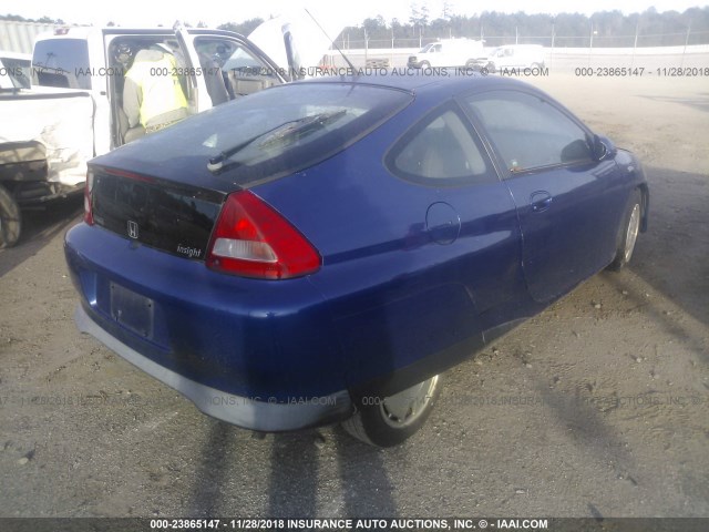 JHMZE14742T000458 - 2002 HONDA INSIGHT BLUE photo 4