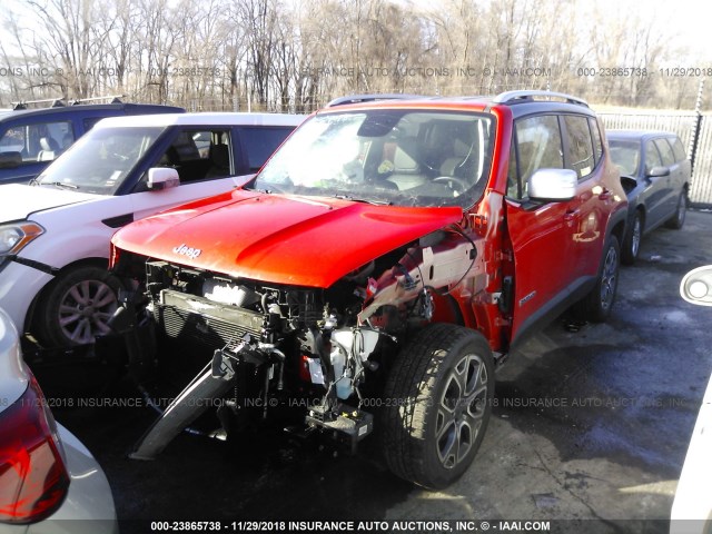 ZACCJBDT2GPD36442 - 2016 JEEP RENEGADE LIMITED RED photo 2