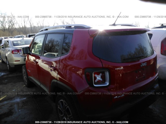 ZACCJBDT2GPD36442 - 2016 JEEP RENEGADE LIMITED RED photo 3