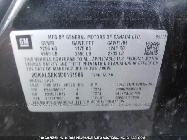 2GKALSEK4D6161986 - 2013 GMC TERRAIN SLE BLACK photo 9