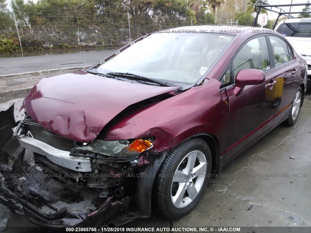 1HGFA16948L027345 - 2008 HONDA CIVIC EXL RED photo 2