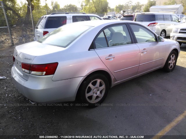 5NPEU46F16H037129 - 2006 HYUNDAI SONATA GLS/LX SILVER photo 4