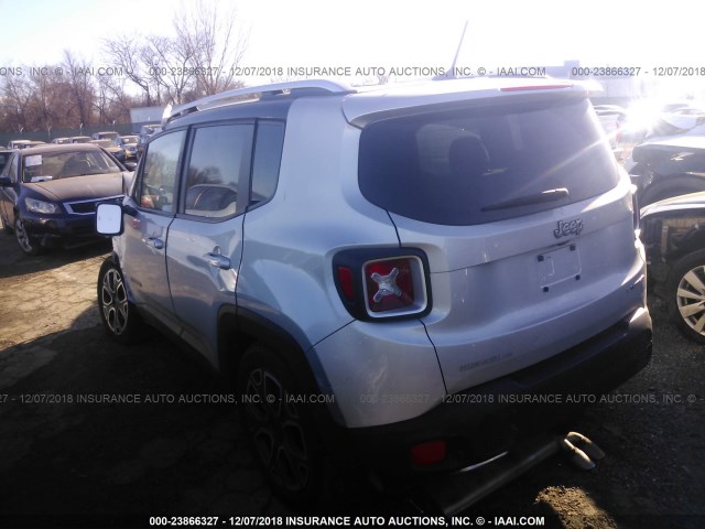 ZACCJADT3FPB47758 - 2015 JEEP RENEGADE LIMITED SILVER photo 3