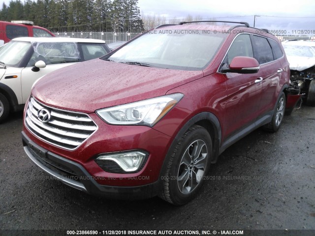 KM8SN4HF9EU056668 - 2014 HYUNDAI SANTA FE GLS RED photo 2