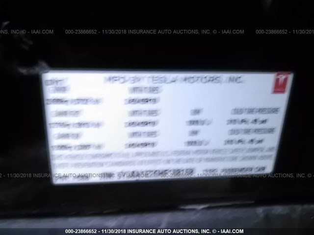 5YJSA1E26HF188168 - 2017 TESLA MODEL S أسود صورة 9