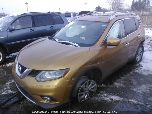 5N1AT2MV3EC782938 - 2014 NISSAN ROGUE S/SL/SV GOLD photo 2