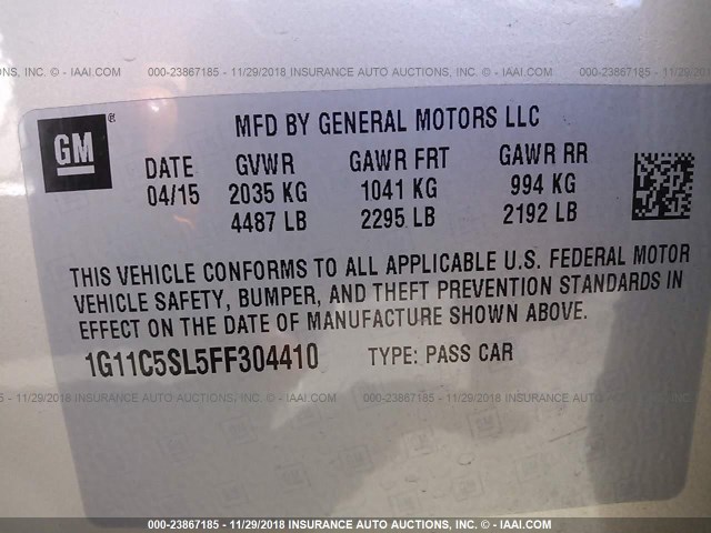 1G11C5SL5FF304410 - 2015 CHEVROLET MALIBU 1LT GOLD photo 9