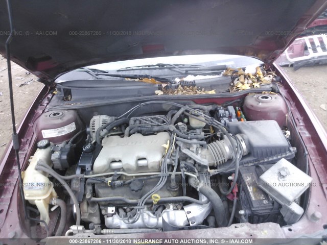 1G3NL52E82C168411 - 2002 OLDSMOBILE ALERO GL RED photo 10