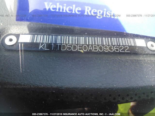 KL1TD5DE0AB093622 - 2010 CHEVROLET AVEO LS/LT Արծաթագույն լուսանկար 9