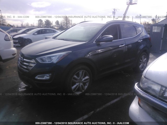 5XYZUDLA7EG220129 - 2014 HYUNDAI SANTA FE SPORT  BLUE photo 2