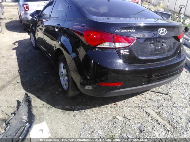 KMHDH4AE0FU381289 - 2015 HYUNDAI ELANTRA SE/SPORT/LIMITED BLACK photo 3