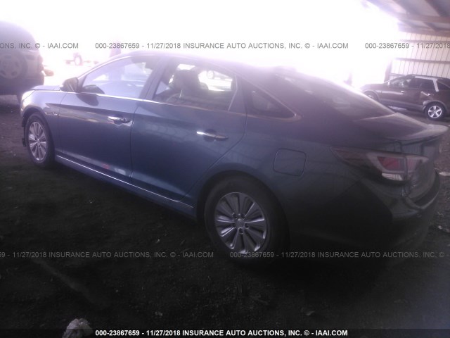 KMHE24L14GA022112 - 2016 HYUNDAI SONATA HYBRID/SE BLUE photo 3