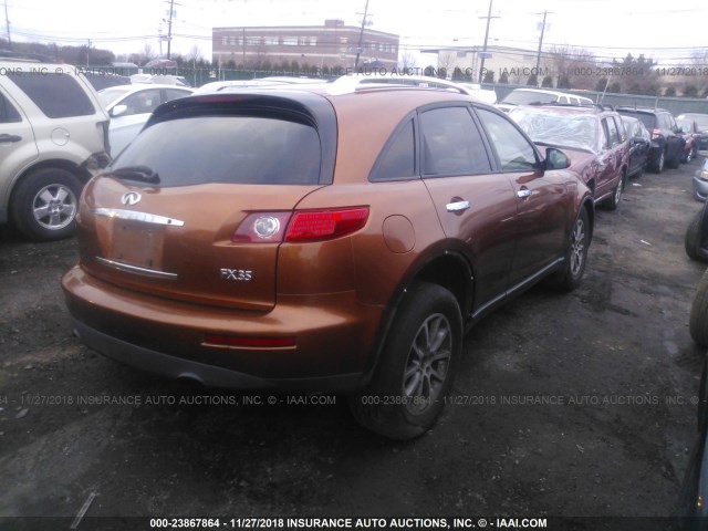 JNRAS08W04X213812 - 2004 INFINITI FX35 ORANGE photo 4