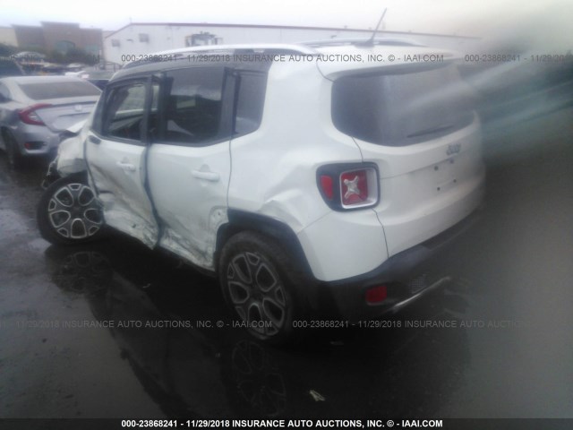 ZACCJADT8FPB26274 - 2015 JEEP RENEGADE LIMITED WHITE photo 3