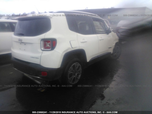 ZACCJADT8FPB26274 - 2015 JEEP RENEGADE LIMITED WHITE photo 4