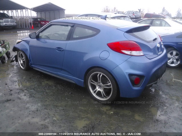 KMHTC6AE7GU257382 - 2016 HYUNDAI VELOSTER TURBO BLUE photo 3