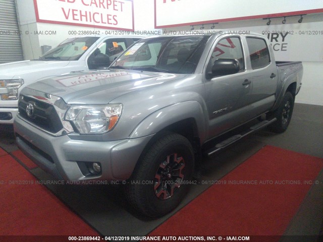 5TFJU4GN4EX057558 - 2014 TOYOTA TACOMA DOUBLE CAB PRERUNNER SILVER photo 2