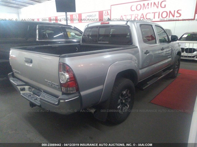 5TFJU4GN4EX057558 - 2014 TOYOTA TACOMA DOUBLE CAB PRERUNNER SILVER photo 4