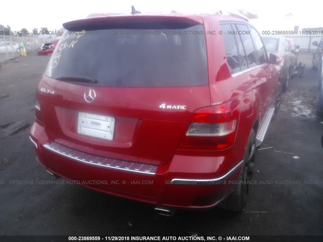 WDCGG8HB2AF328415 - 2010 MERCEDES-BENZ GLK 350 4MATIC RED photo 4